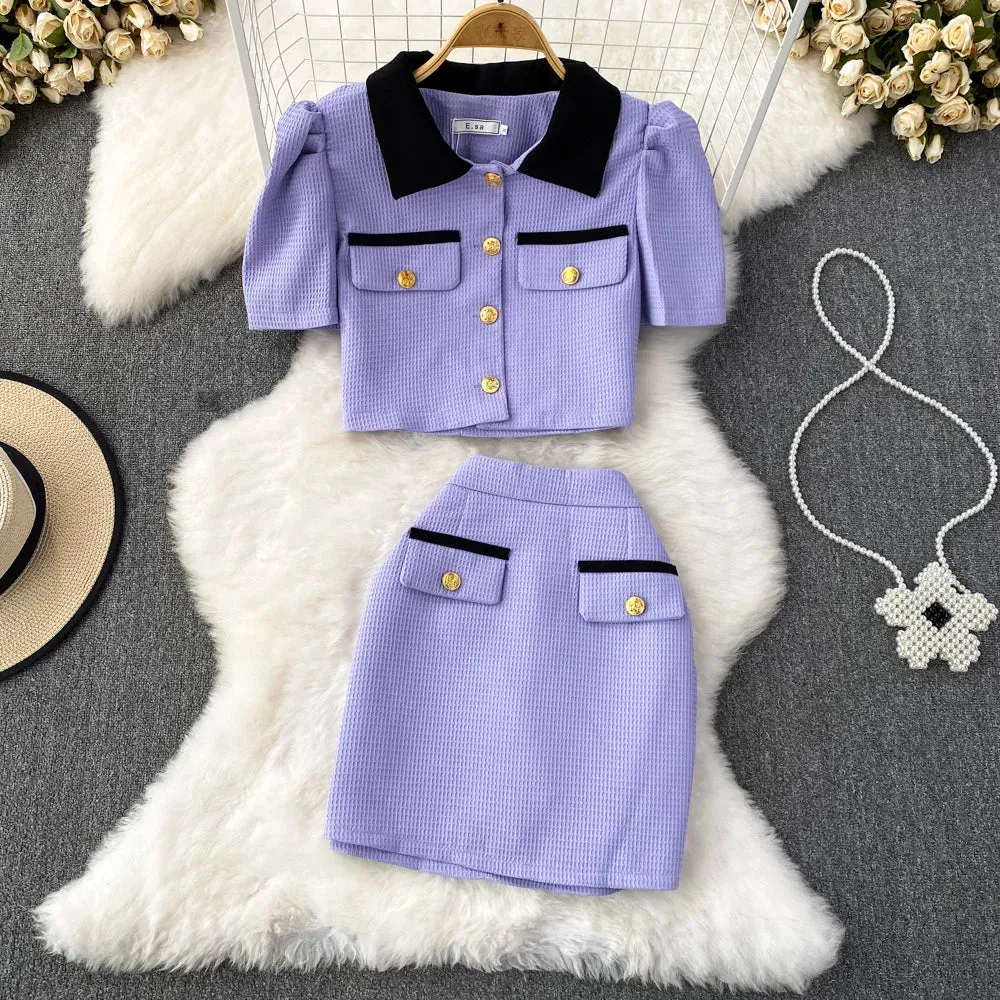 Bubble Sleeve  Skirt Suit