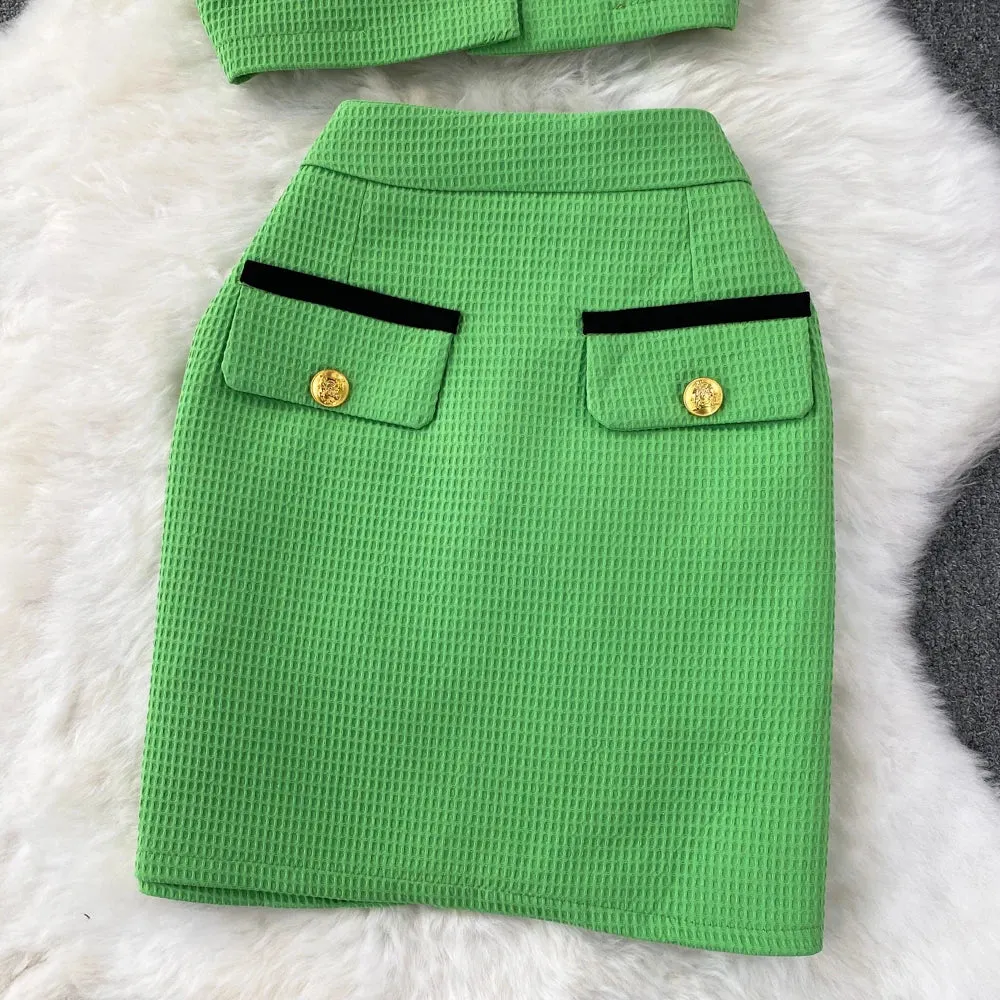 Bubble Sleeve  Skirt Suit