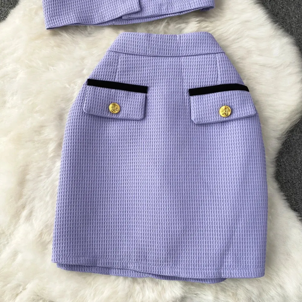 Bubble Sleeve  Skirt Suit