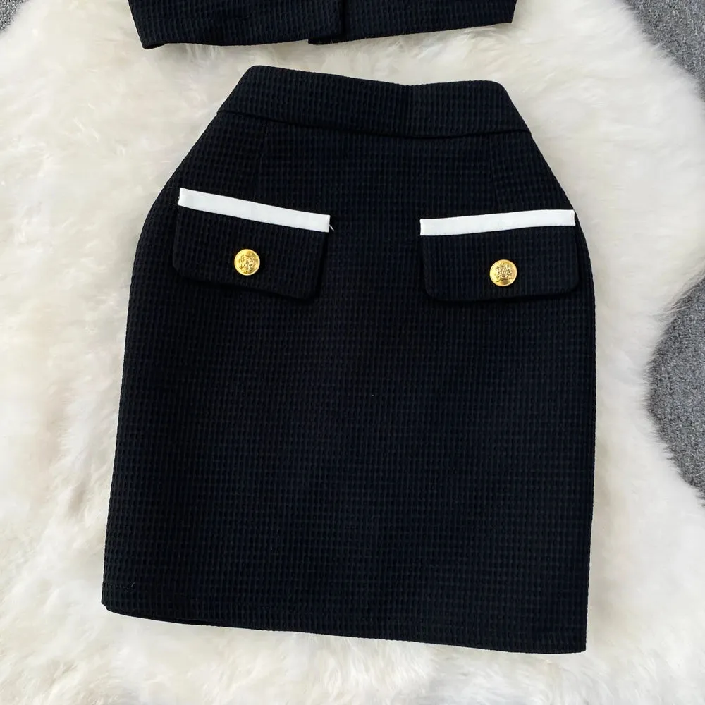 Bubble Sleeve  Skirt Suit