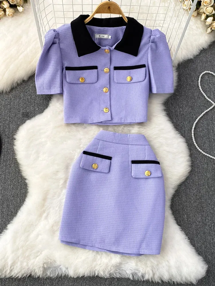 Bubble Sleeve  Skirt Suit
