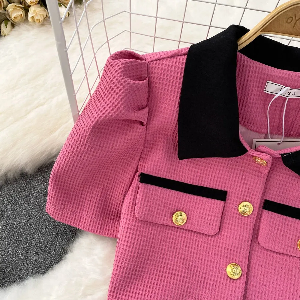 Bubble Sleeve  Skirt Suit
