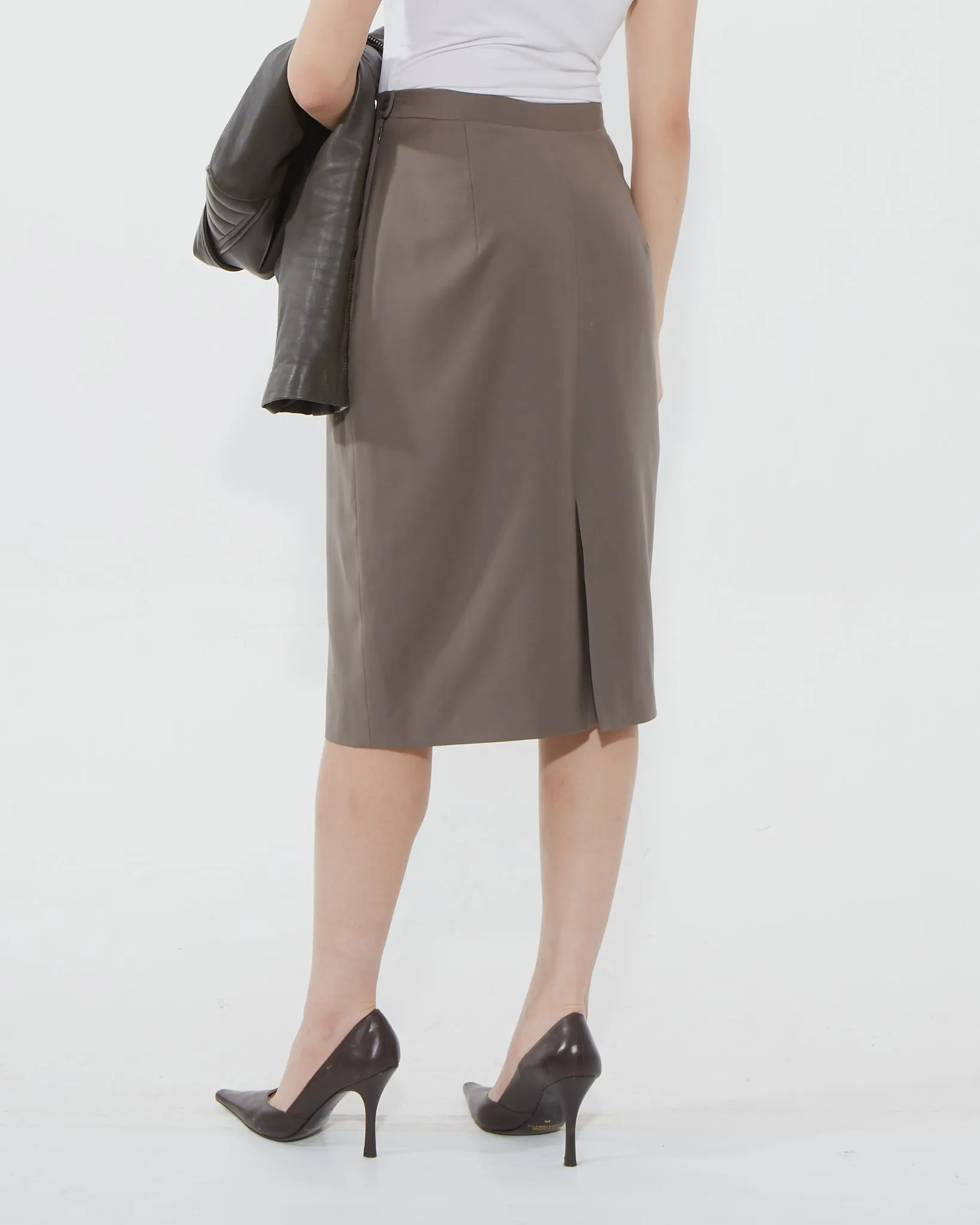 Burberry Vintage Brown Taupe Pencil Skirt - 44