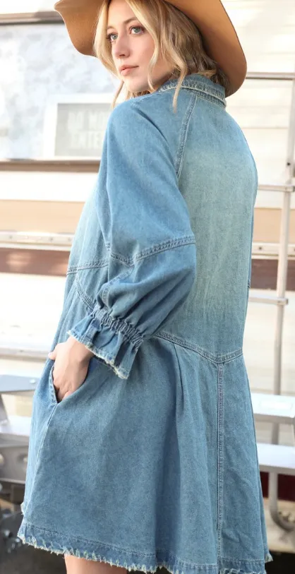 Button Down Denim Shirt Dress
