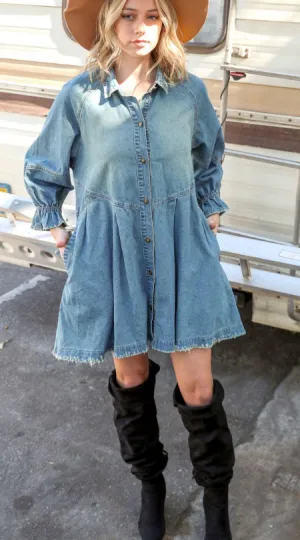 Button Down Denim Shirt Dress