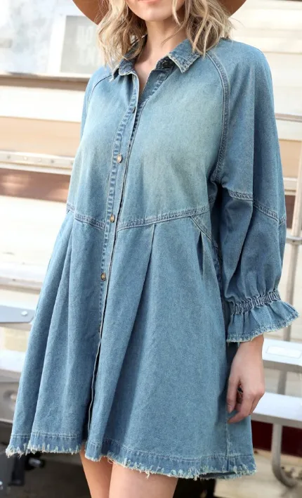 Button Down Denim Shirt Dress