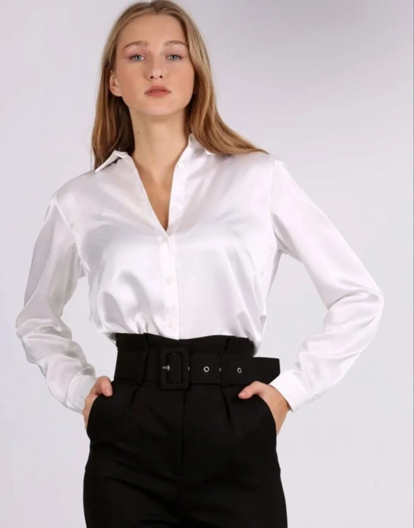 Button Up  Satin Shirt, Blouse