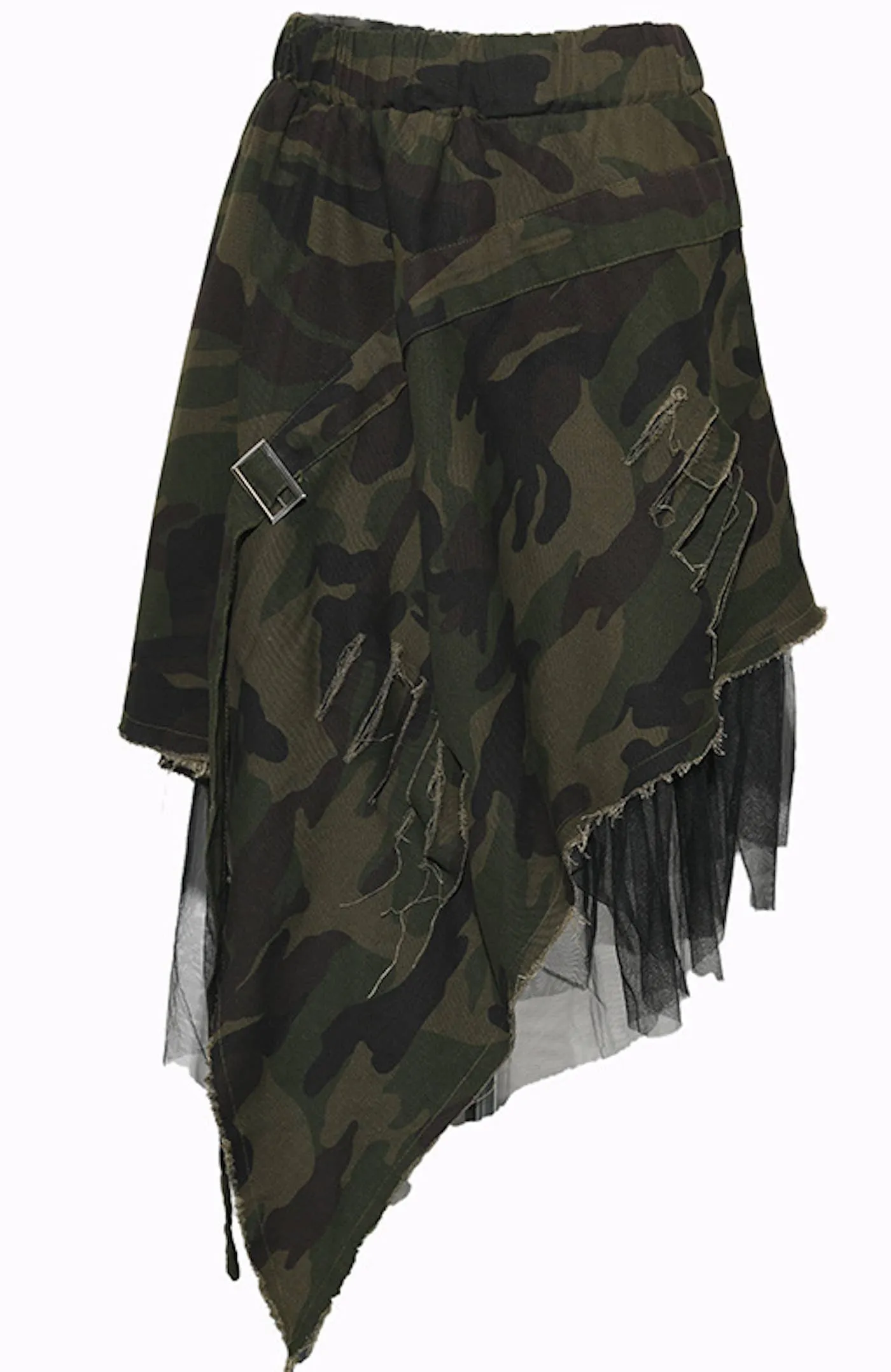 Camo   Tulle Asymmetrical Skirt