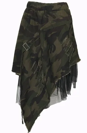 Camo   Tulle Asymmetrical Skirt
