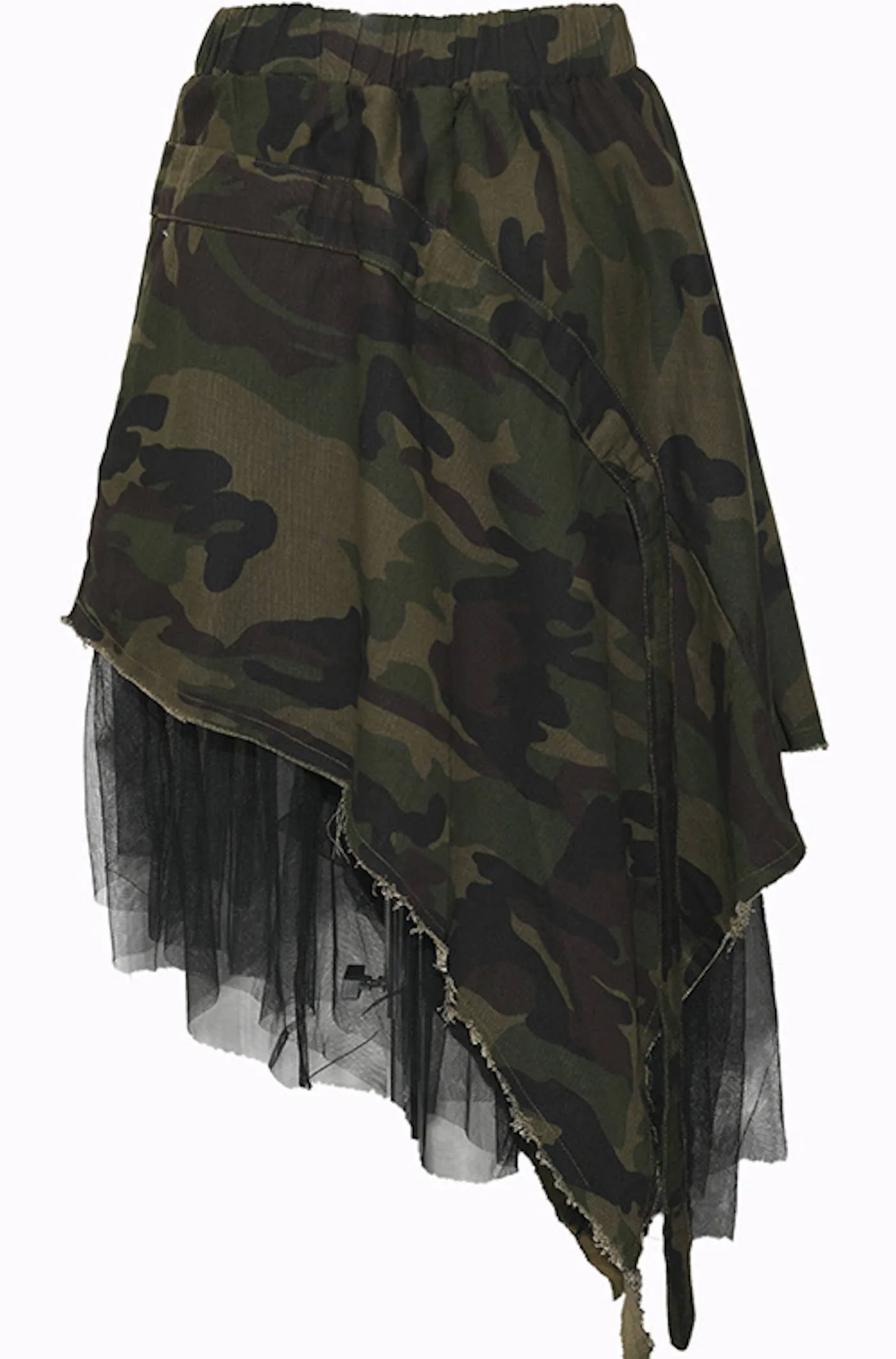 Camo   Tulle Asymmetrical Skirt