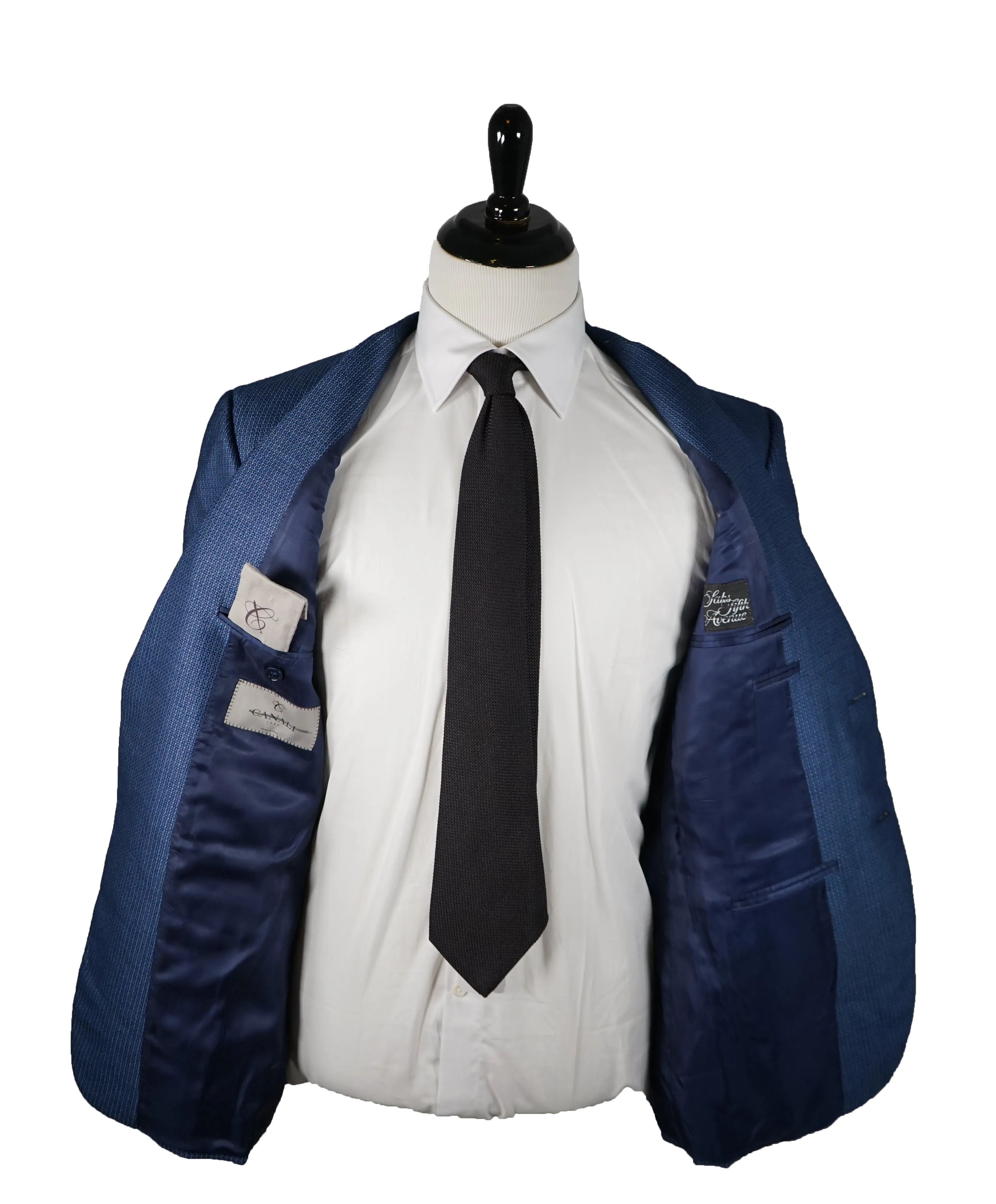 CANALI - Bold Blue Basket Weave Silk & Wool Blazer - 42R
