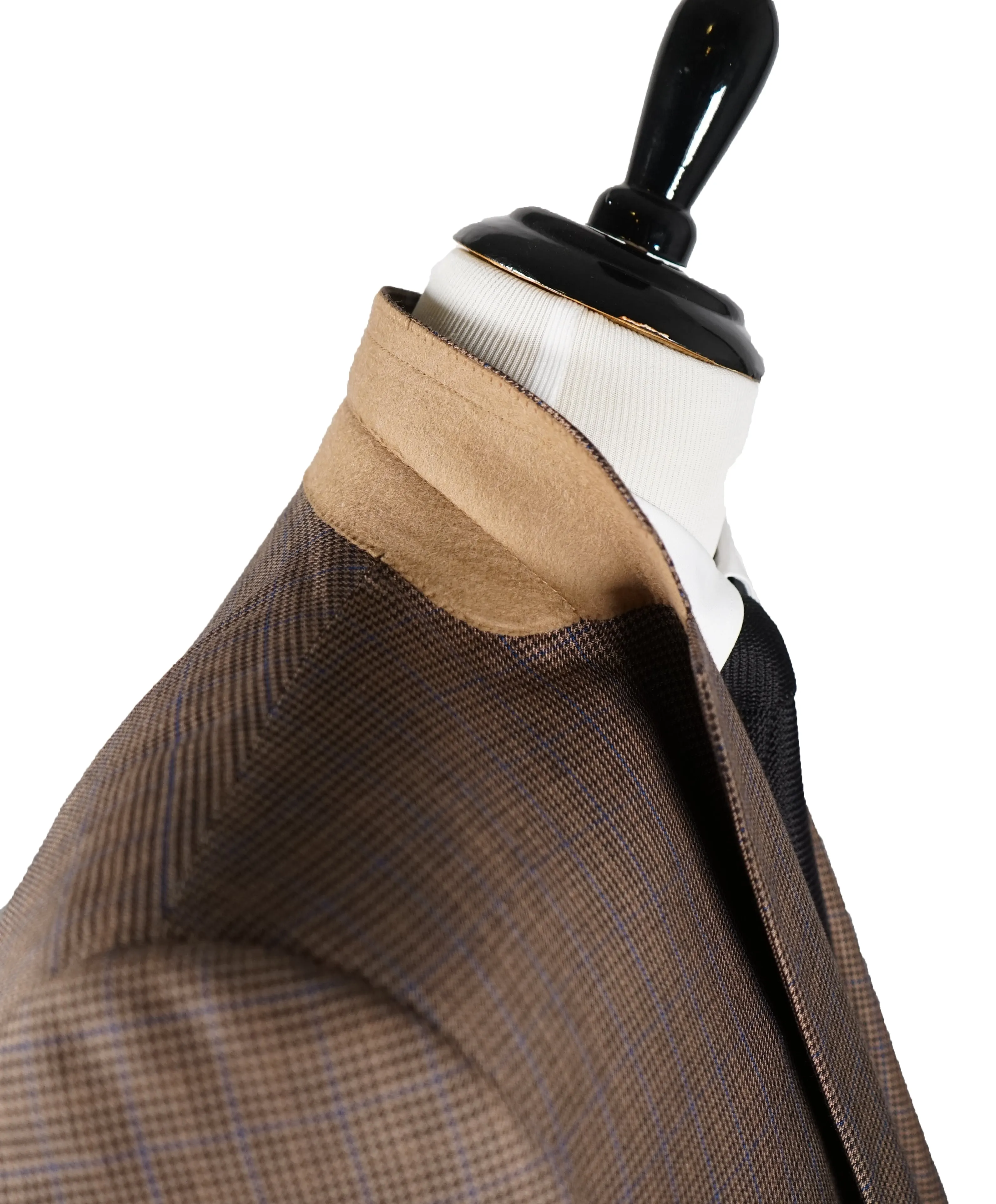CANALI - Brown Silk & Wool Brown Blue Houndstooth Blazer - 40R