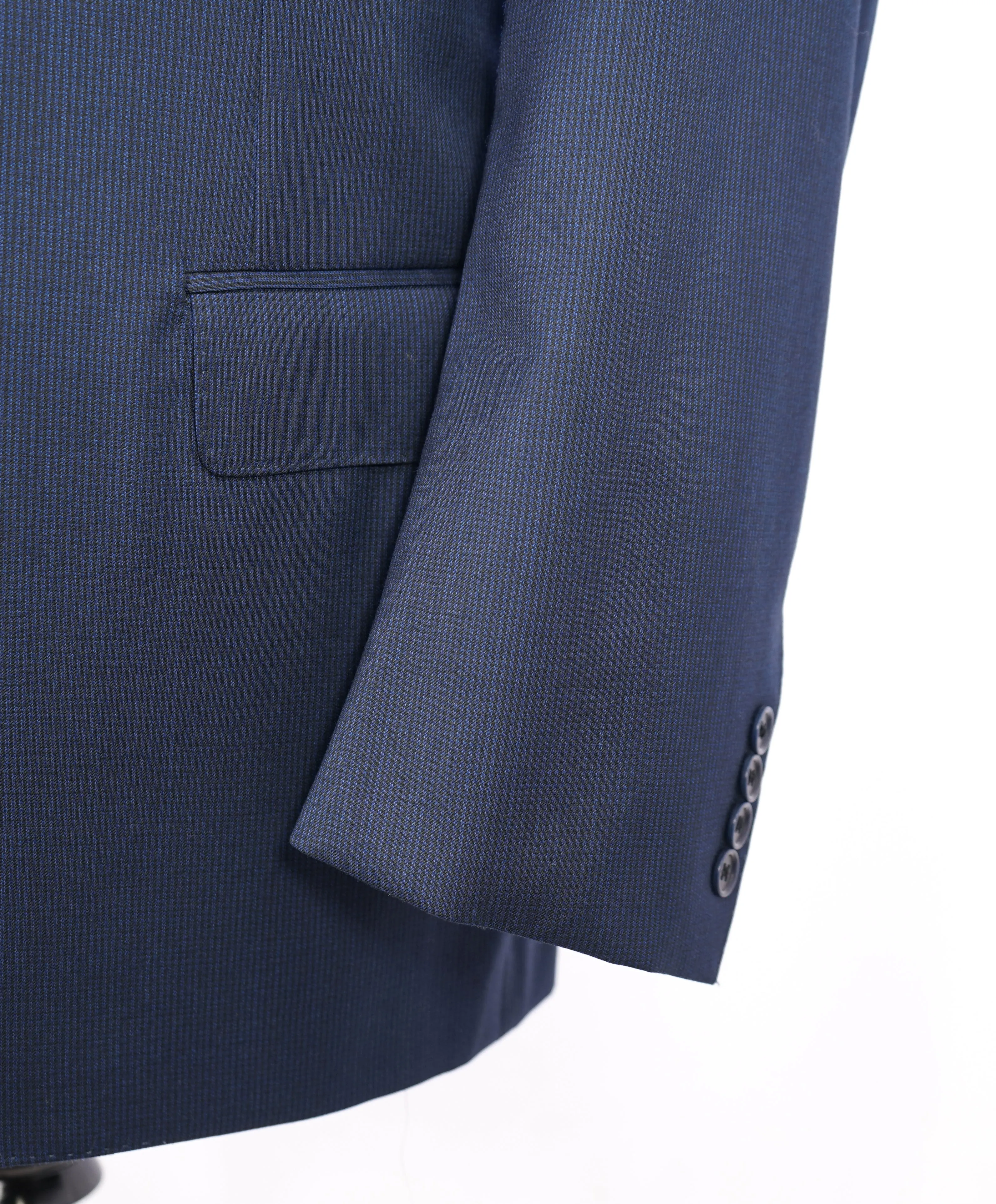 CANALI - Royal Blue Travel Check Rope Textured Blazer - 44R