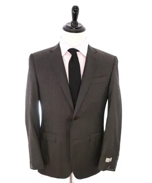 CANALI - Textured Brown/Gray Notch Lapel With Tonal Detail Blazer - 38S