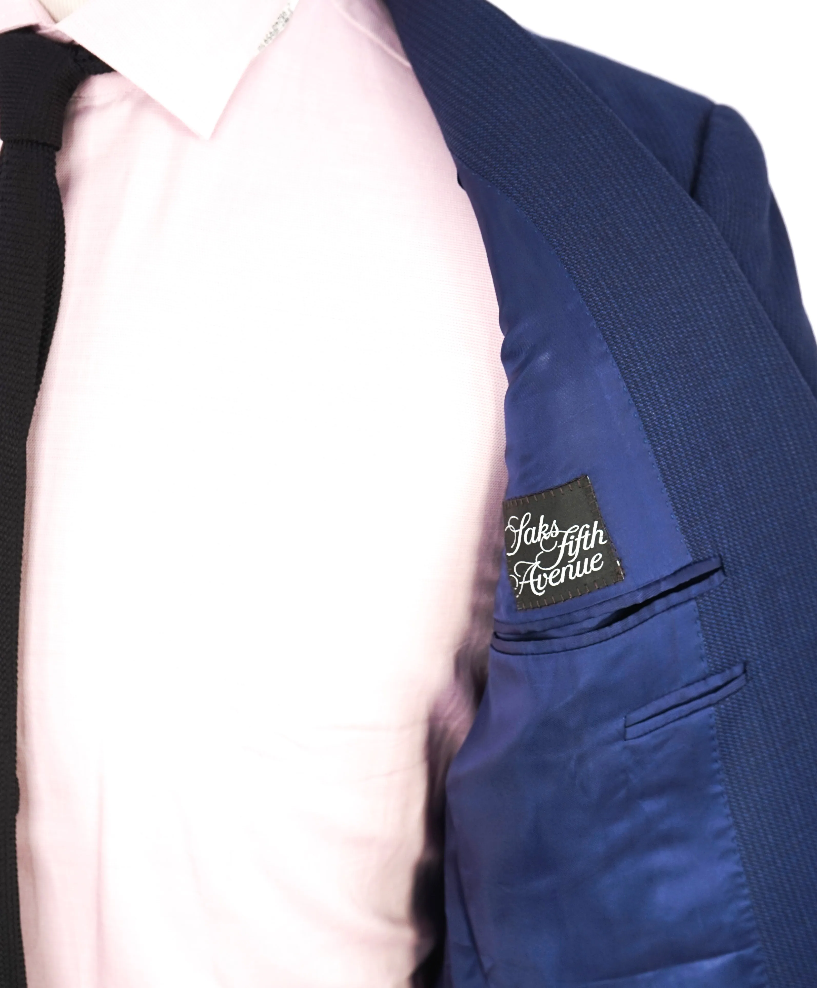 CANALI - Textured Tonal Blue Birdseye Notch Lapel Suit - 40R