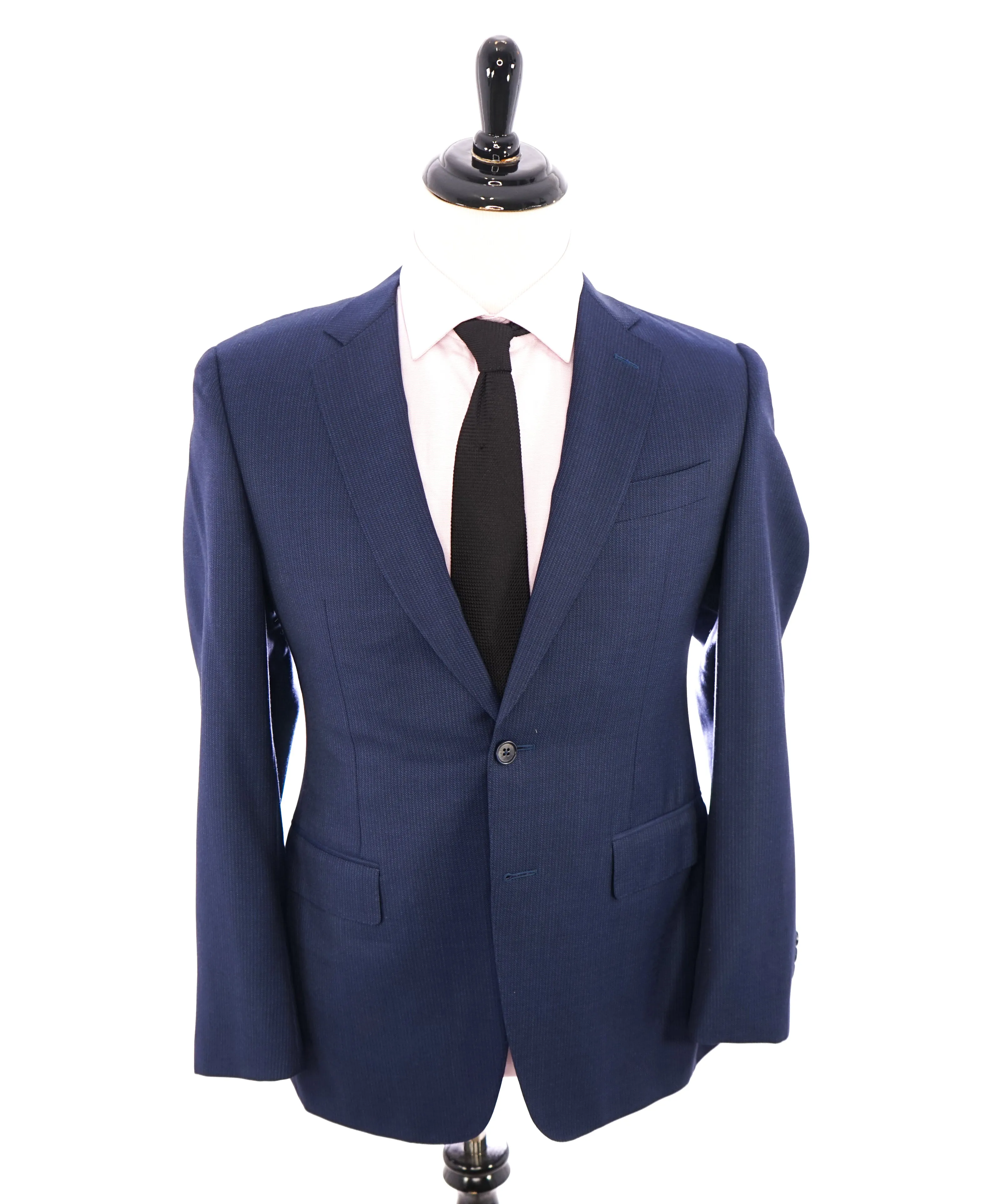 CANALI - Textured Tonal Blue Birdseye Notch Lapel Suit - 40R