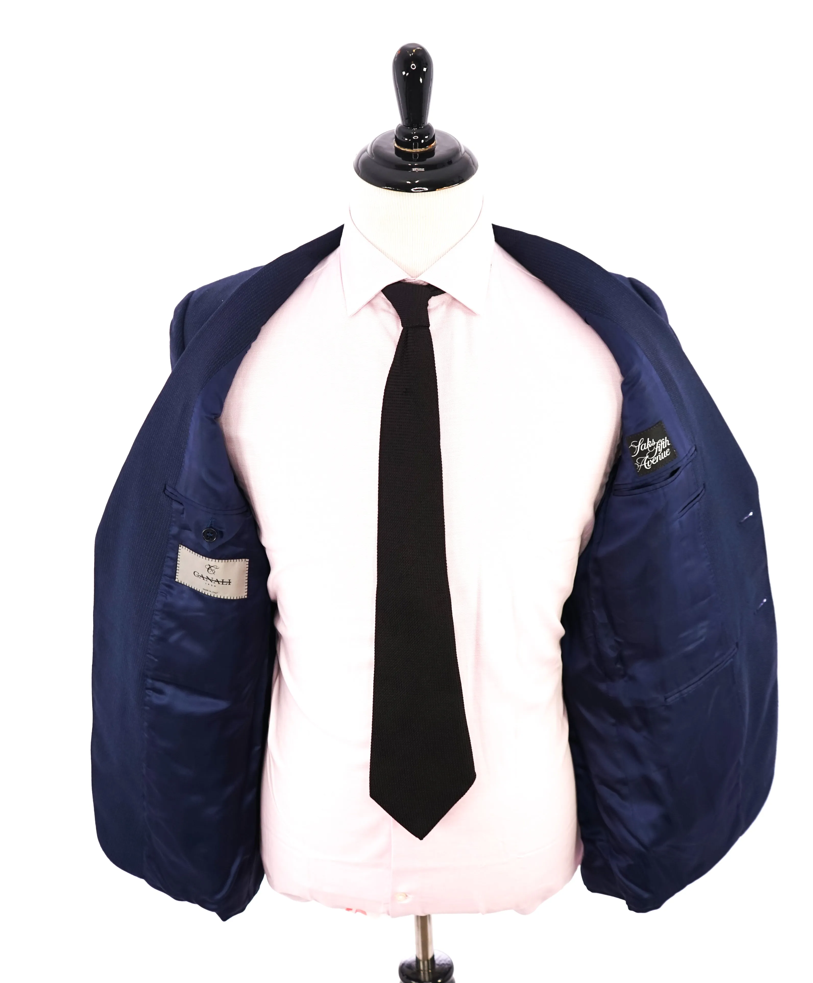 CANALI - Textured Tonal Blue Birdseye Notch Lapel Suit - 40R
