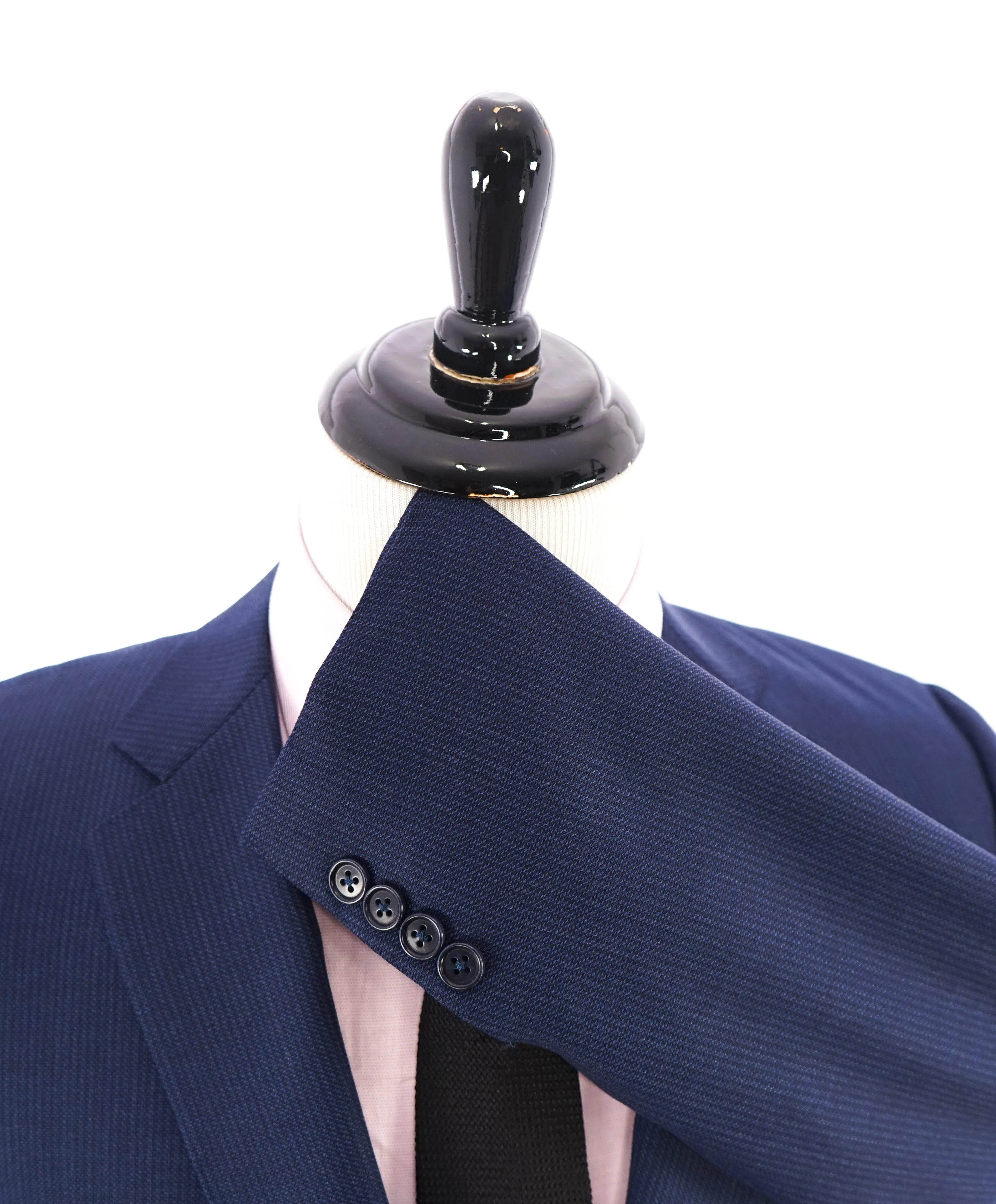 CANALI - Textured Tonal Blue Birdseye Notch Lapel Suit - 40R