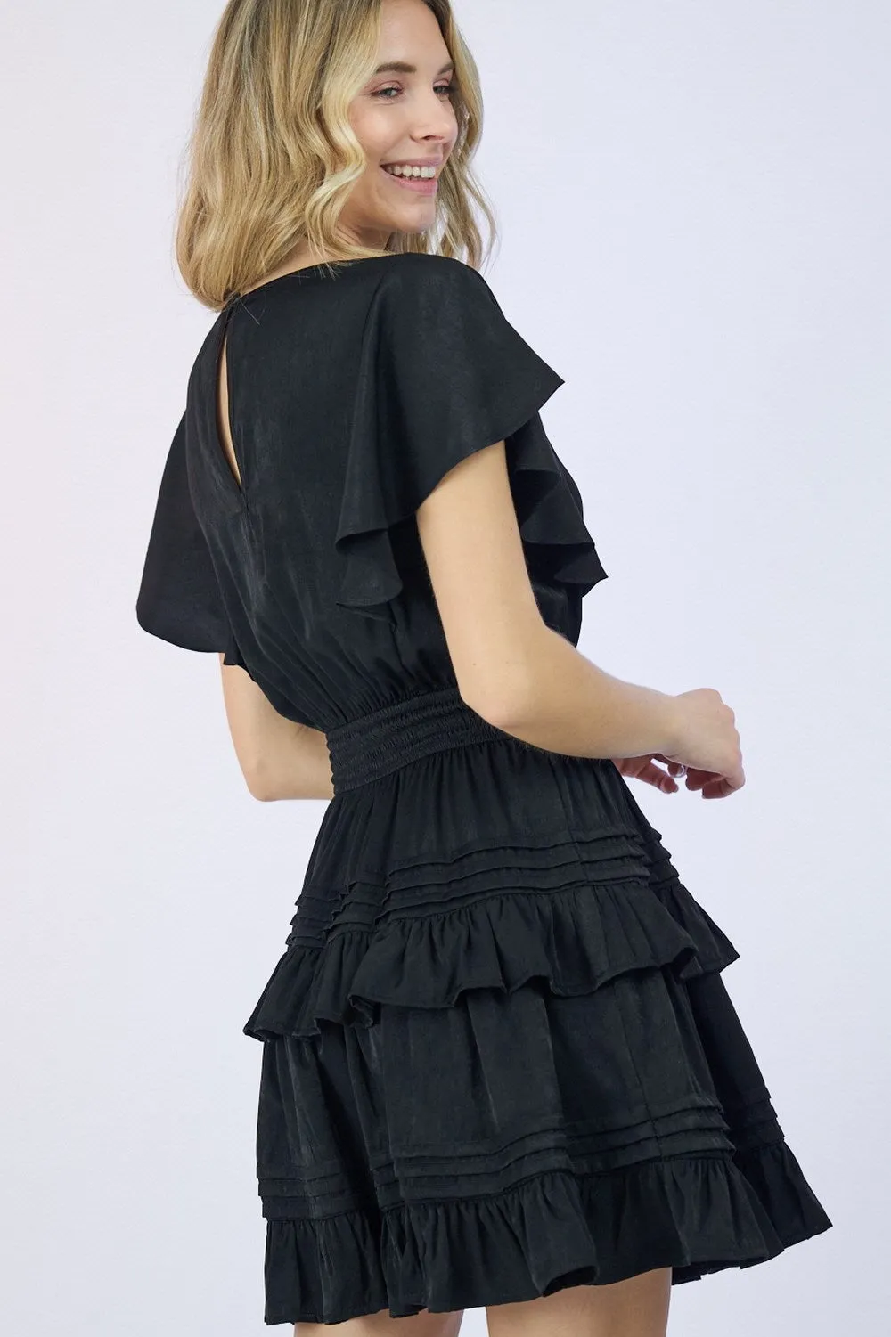 Can’t Stop You Black Ruffle Dress
