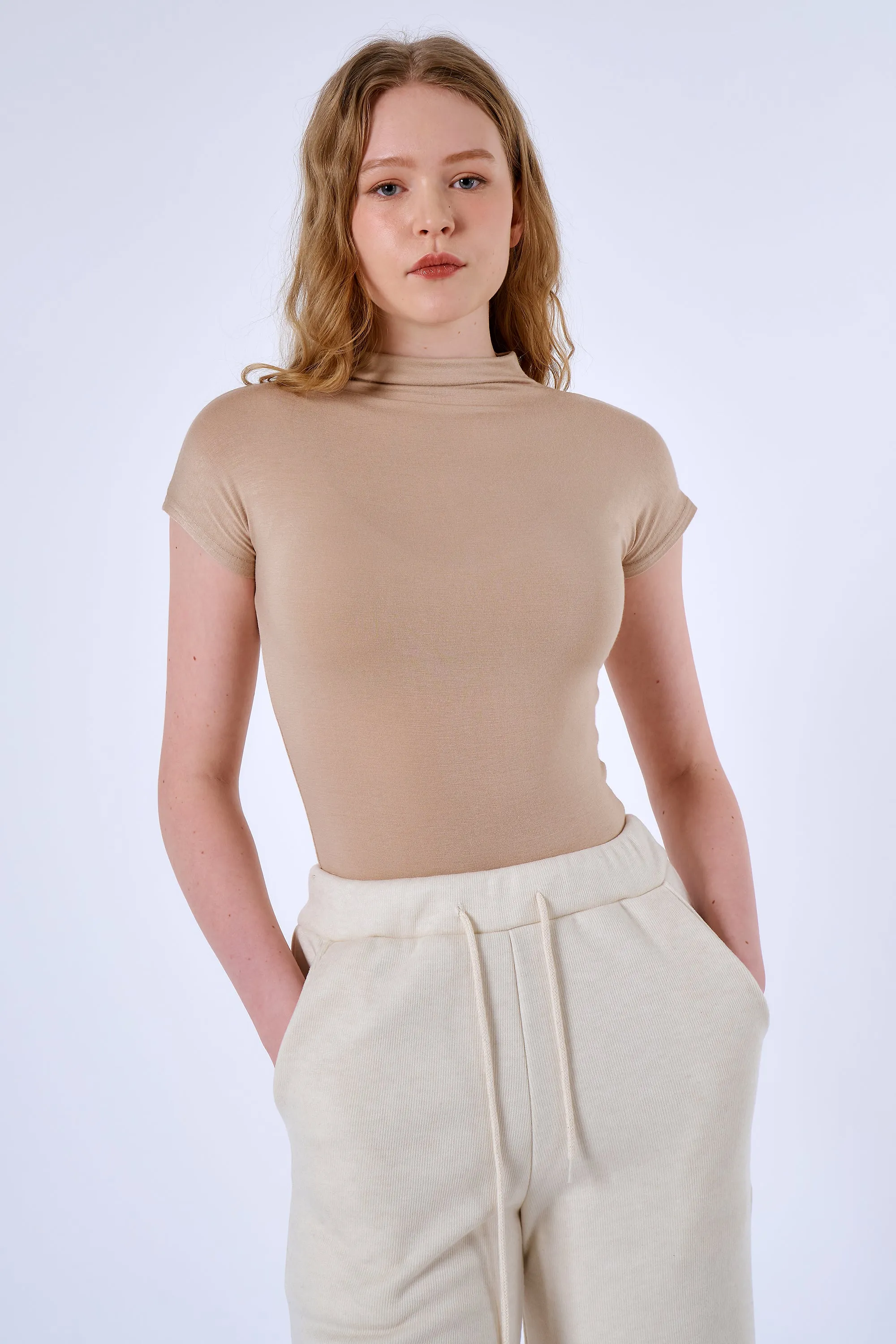 Cathy Turtleneck Capsleeve Top