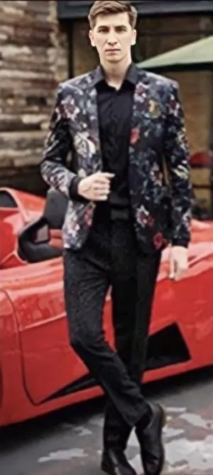 Charcoal Grey Floral Print Vest