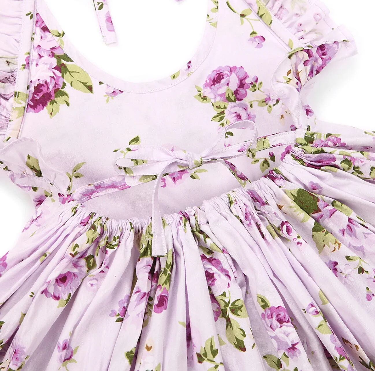 Cherie Floral Flutter Sleeve Dress Girls Lavender