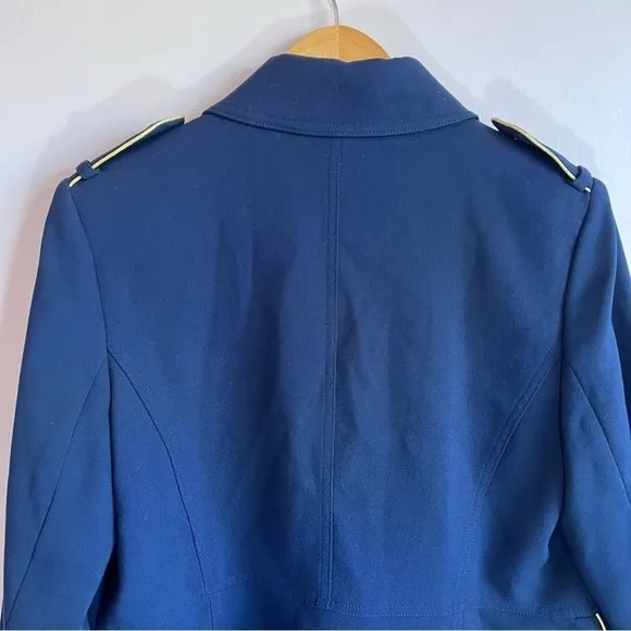 CHICOS NWT Long Sleeve Navy and Gold Military Structured Jacket Size 1 Medium