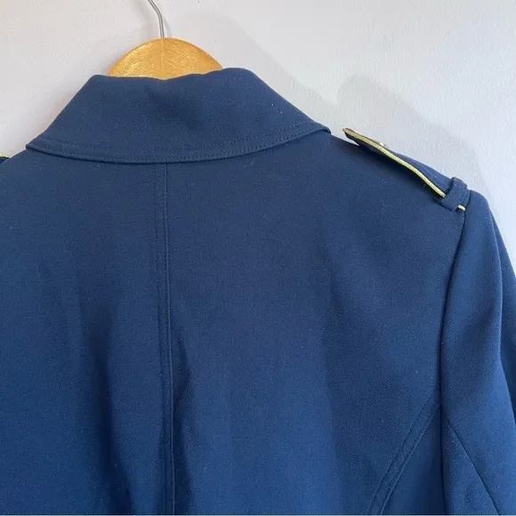 CHICOS NWT Long Sleeve Navy and Gold Military Structured Jacket Size 1 Medium