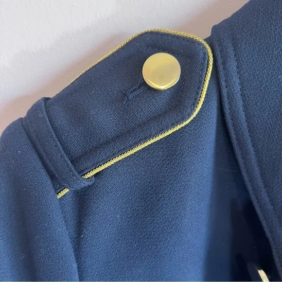 CHICOS NWT Long Sleeve Navy and Gold Military Structured Jacket Size 1 Medium