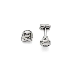 Chisel Stainless Steel Polished Enameled Stick Shift Design Cufflinks