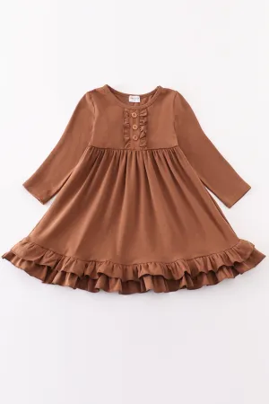 Chocolate Ruffle Girl Dress