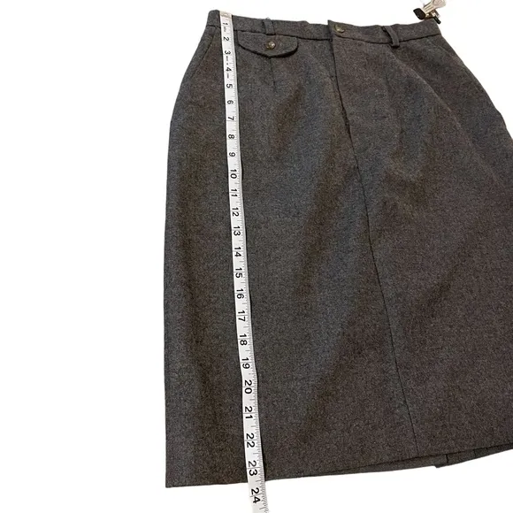 Classic Ralph Lauren Blue Label Gray Wool Pencil Skirt with Front Zipper Size 10