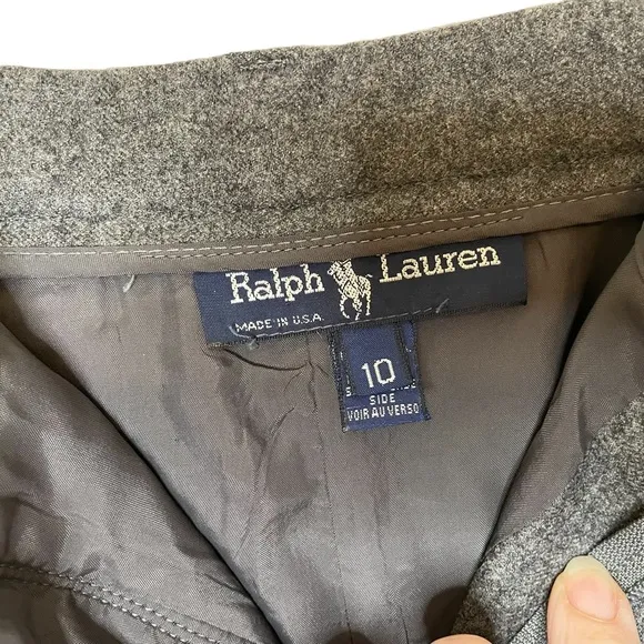 Classic Ralph Lauren Blue Label Gray Wool Pencil Skirt with Front Zipper Size 10