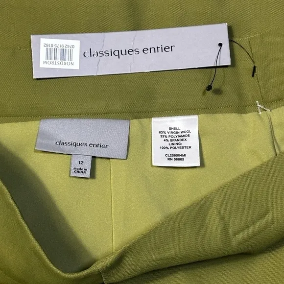 Classiques Entier Green Pencil Skirt Size 12 NWT