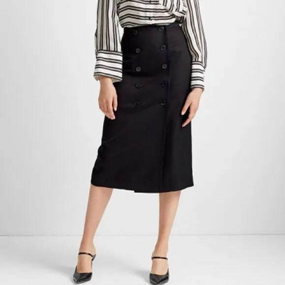 Club Monaco Black Button Front Pencil Skirt Size 12