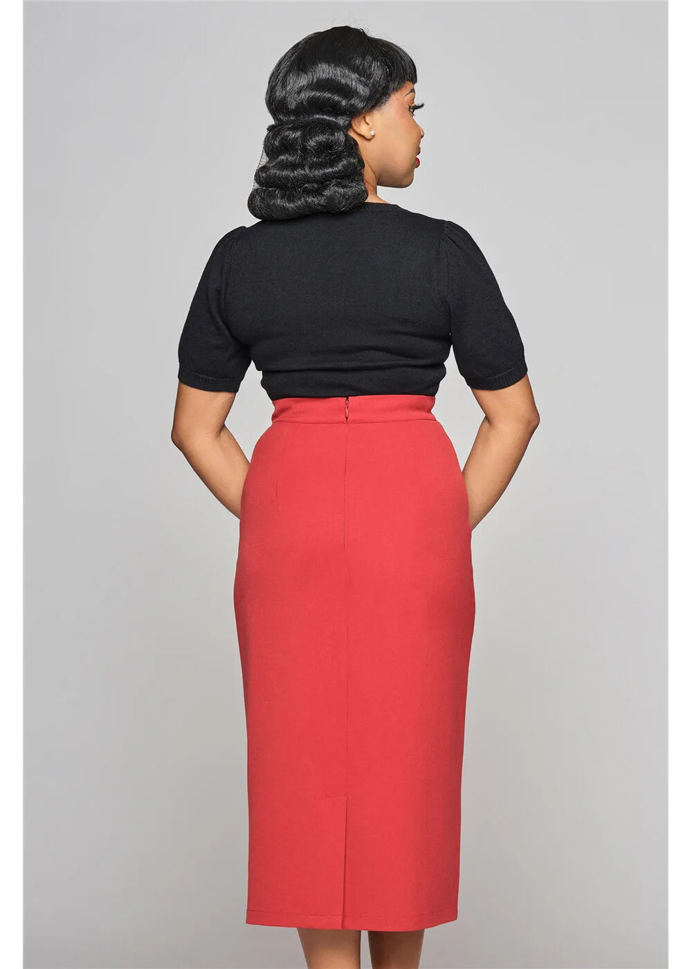 Collectif Posey 50's Pencil Skirt Red