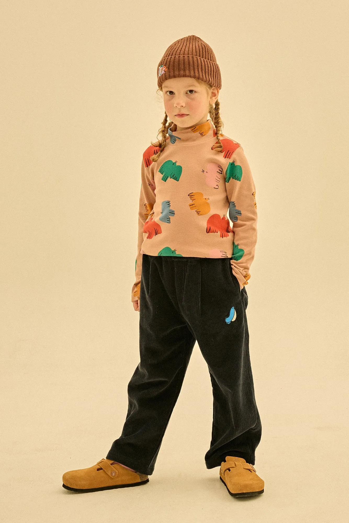 Colourful Bird Turtleneck Top by Jelly Mallow