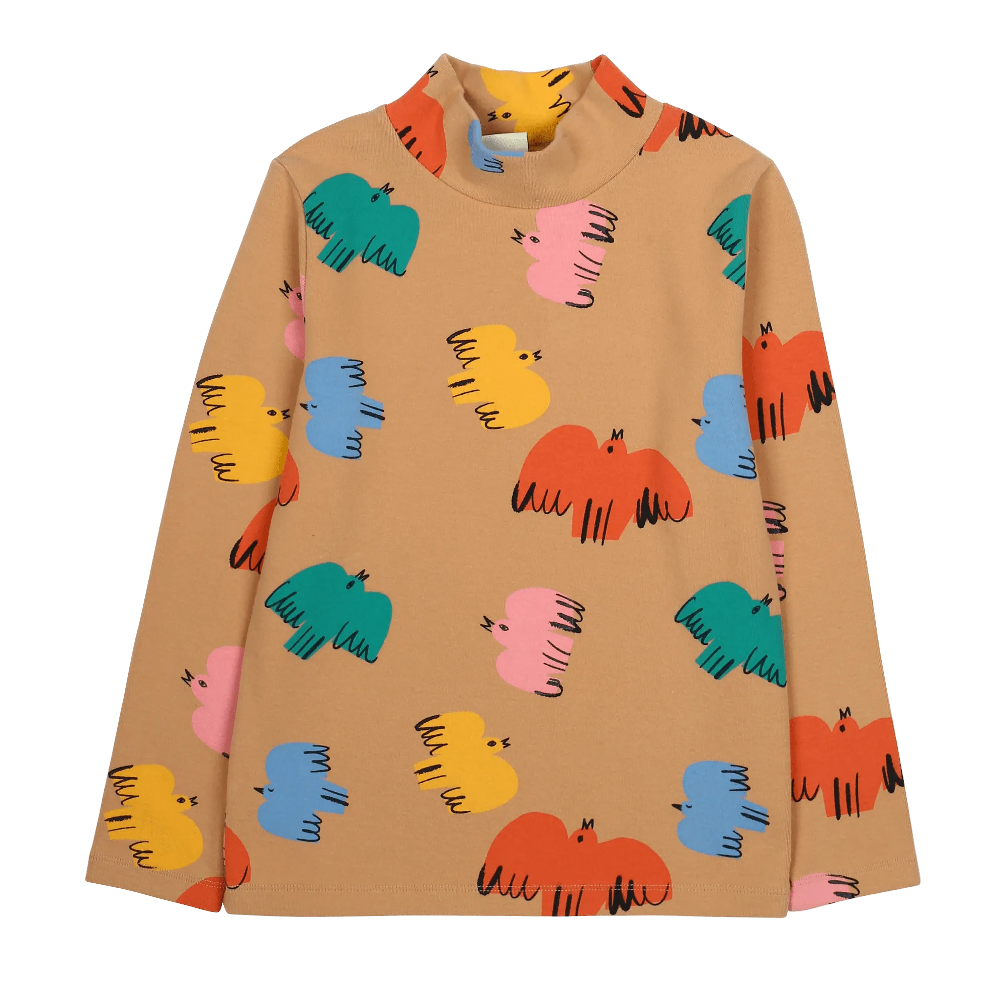 Colourful Bird Turtleneck Top by Jelly Mallow