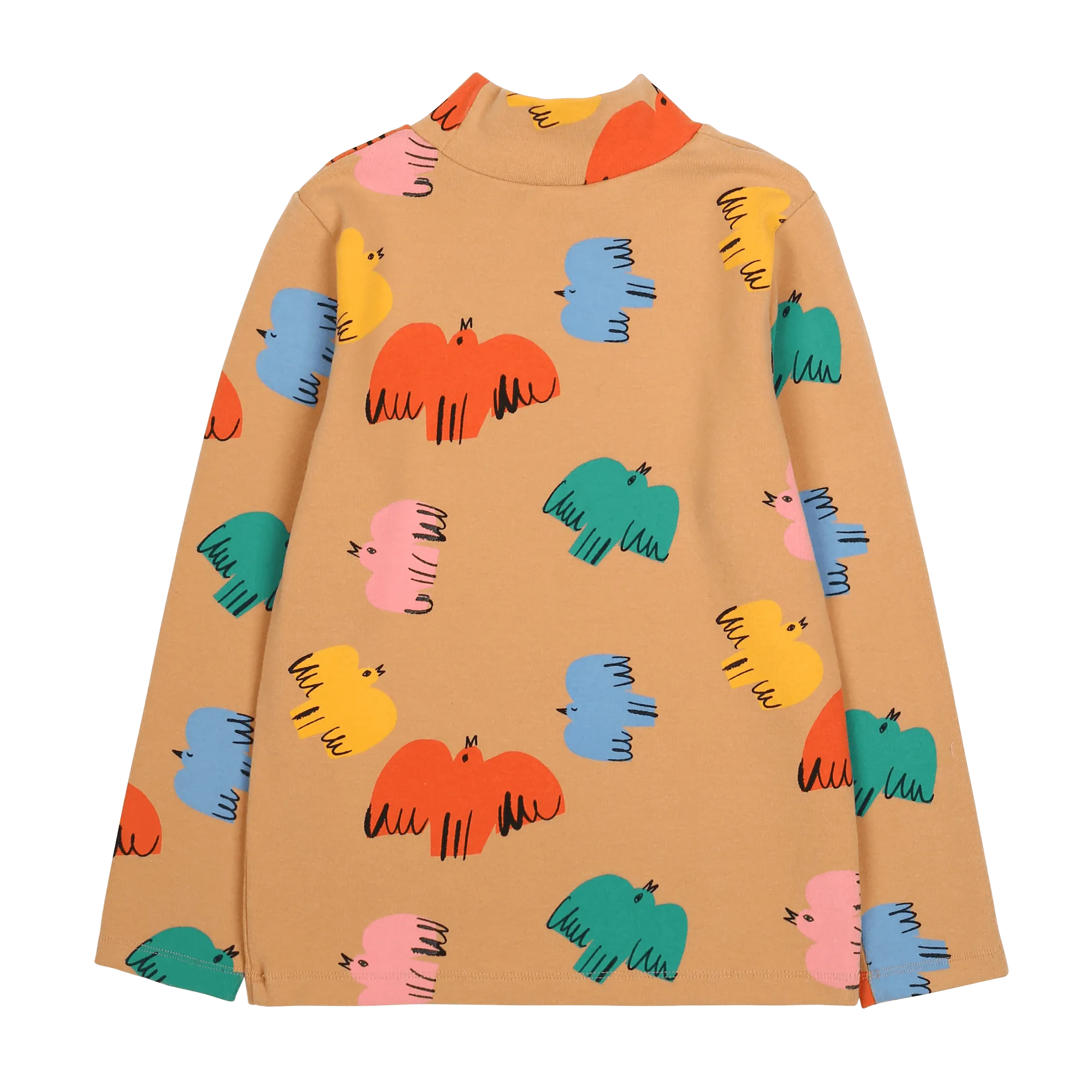 Colourful Bird Turtleneck Top by Jelly Mallow