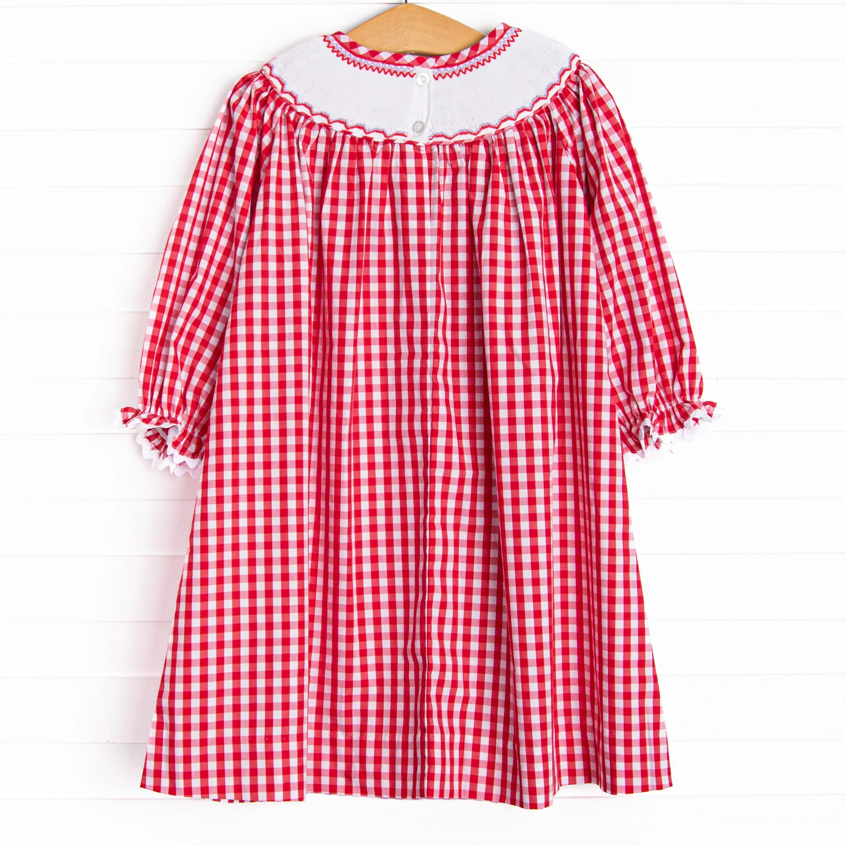 Conversation Hearts Smocked Bishop Dress, Red