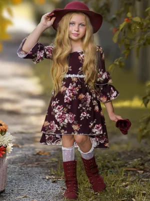 Cranberry Dreams Floral Hi-Lo Dress