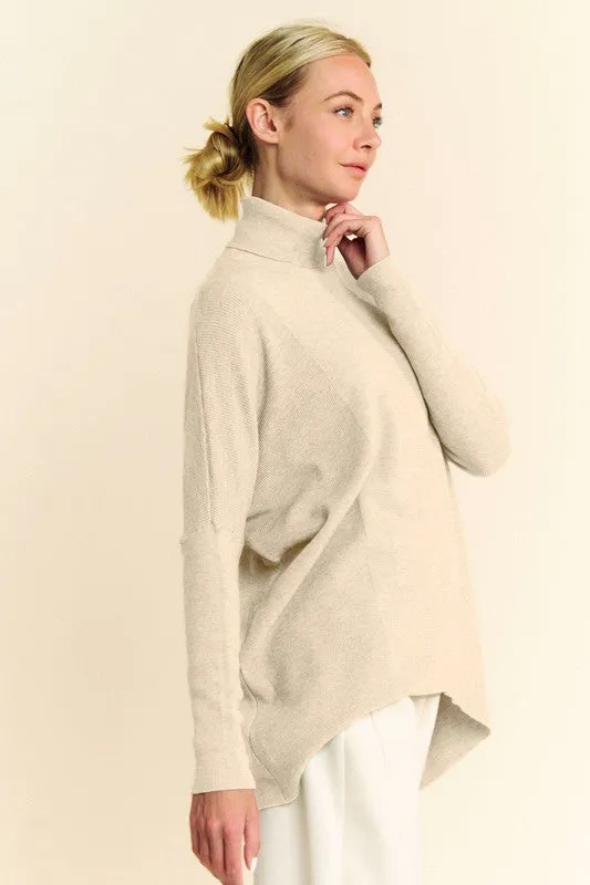 Cream Color Turtleneck Long Sleeve Knit Top