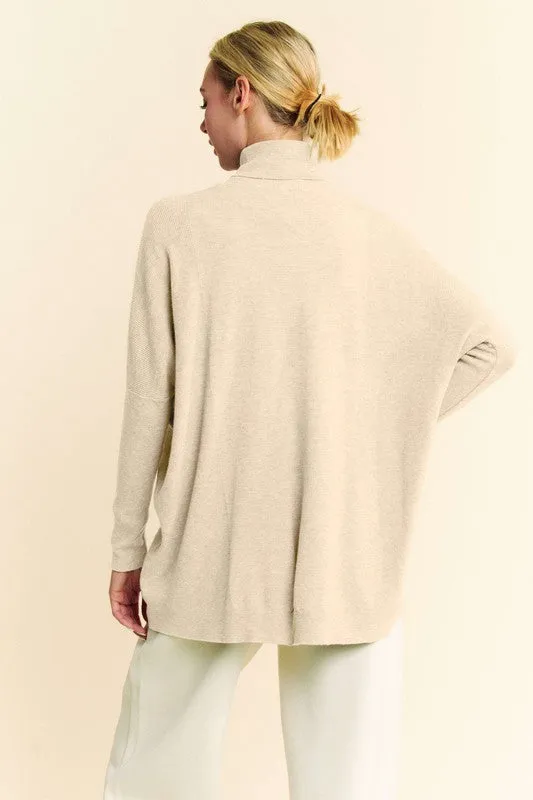 Cream Color Turtleneck Long Sleeve Knit Top