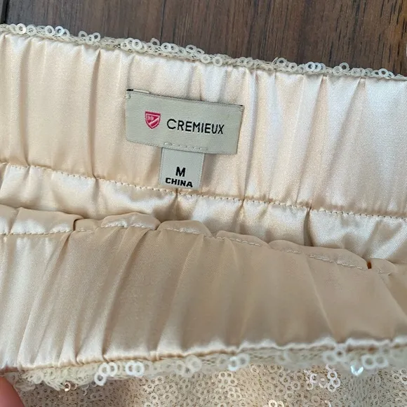 Cremieux Sequin Aida Holiday Ivory Rose Shiny Sequin Ombré Skirt