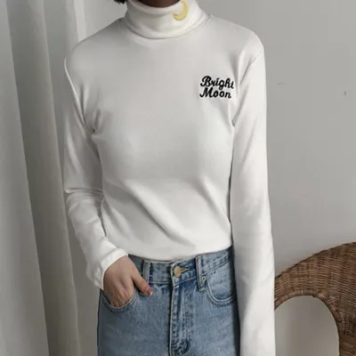 Crescent Moon Turtleneck Top KF30164