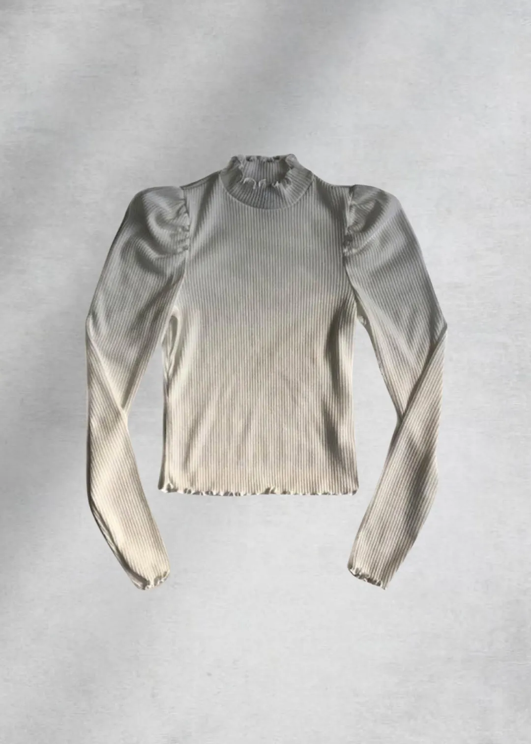 Danielle Ribbed Mock Neck Top - White