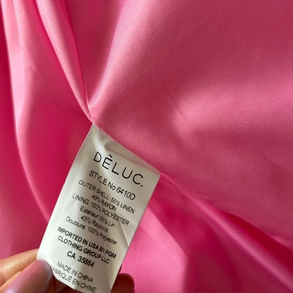 Deluc Pink Linen Blend Double Breasted Blazer