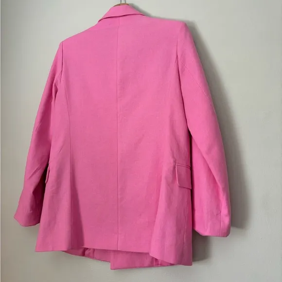 Deluc Pink Linen Blend Double Breasted Blazer