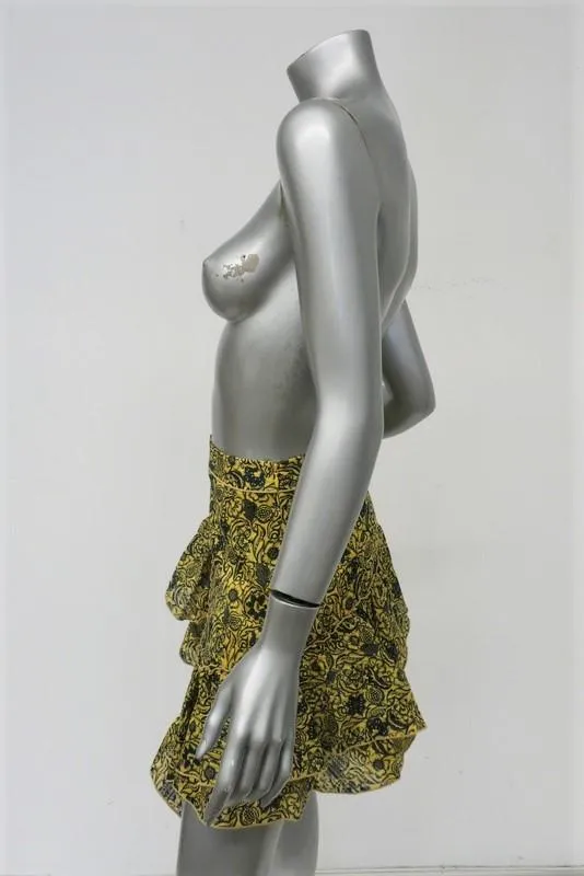 Derek Lam 10 Crosby Asymmetrical Ruffle Mini Skirt Yellow Floral Print Size 0