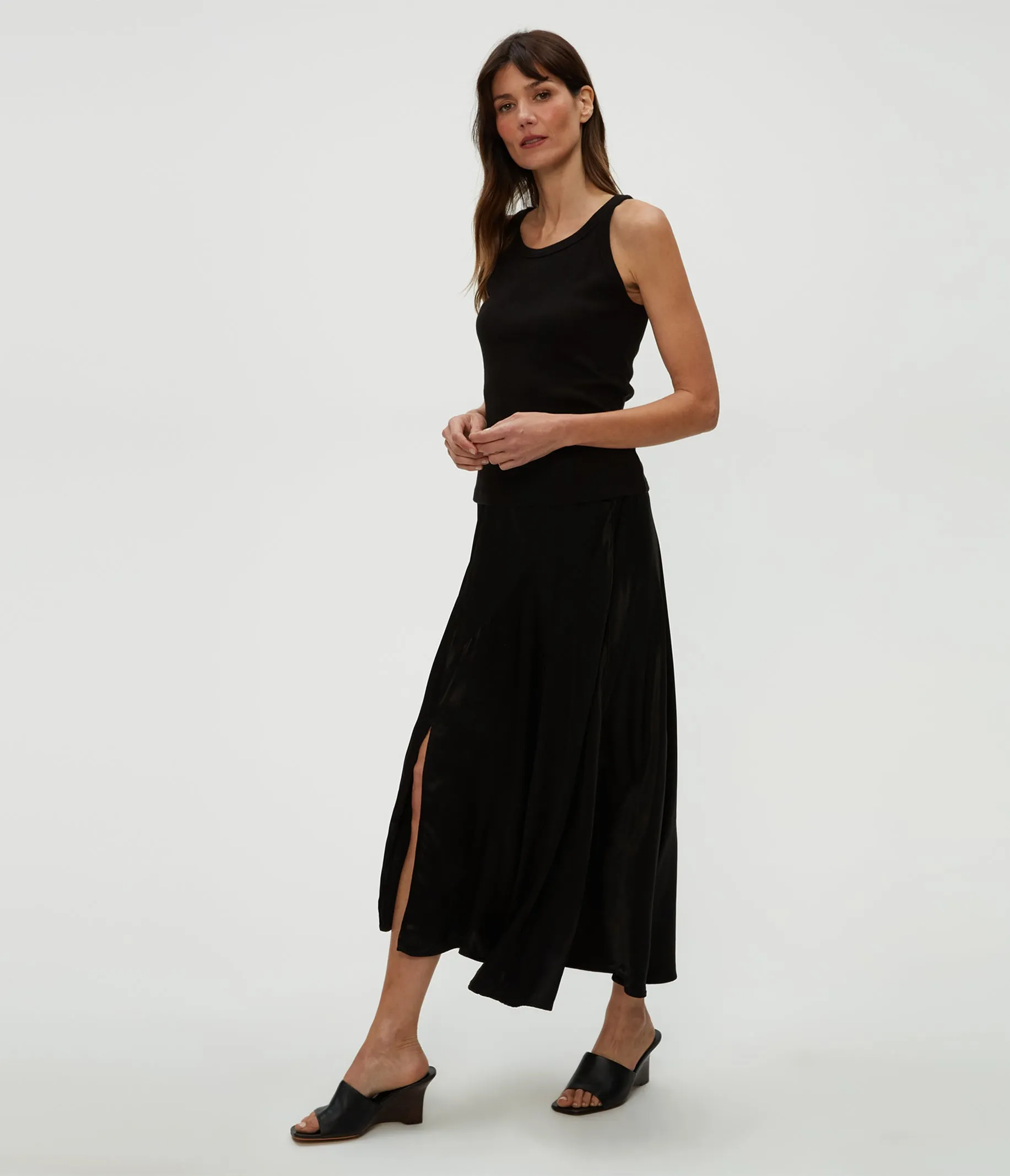 Desi Asymmetrical Satin Skirt